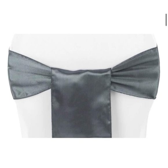 50 count | Pewter Dark Silver Gray  Satin Chair Sashes Wedding Party Dining Bows - Picture 1 of 1
